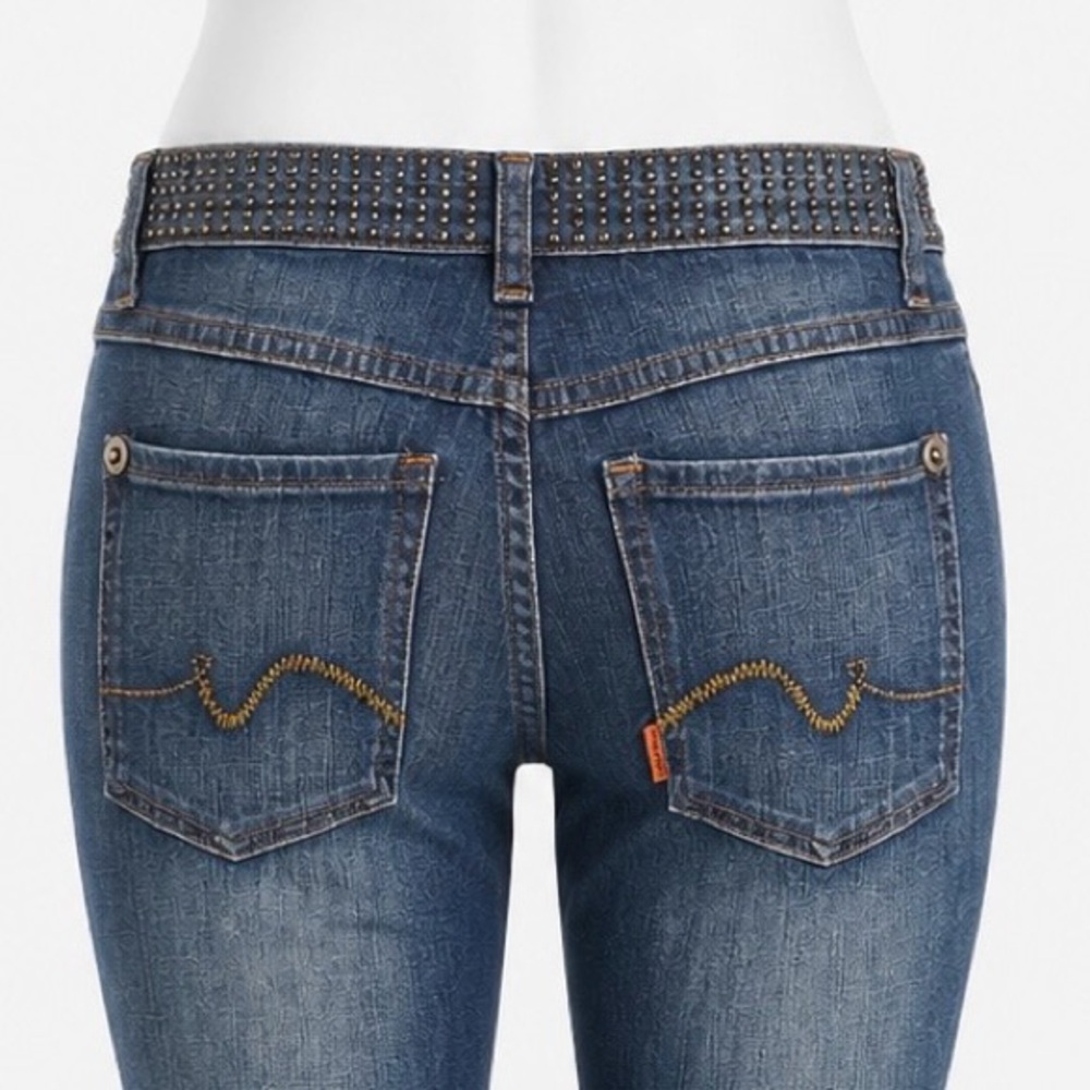 Zana Di Studded Waist Bootcut Dark Wash Flare Denim Low Rise, Bratz, Y2K Mall